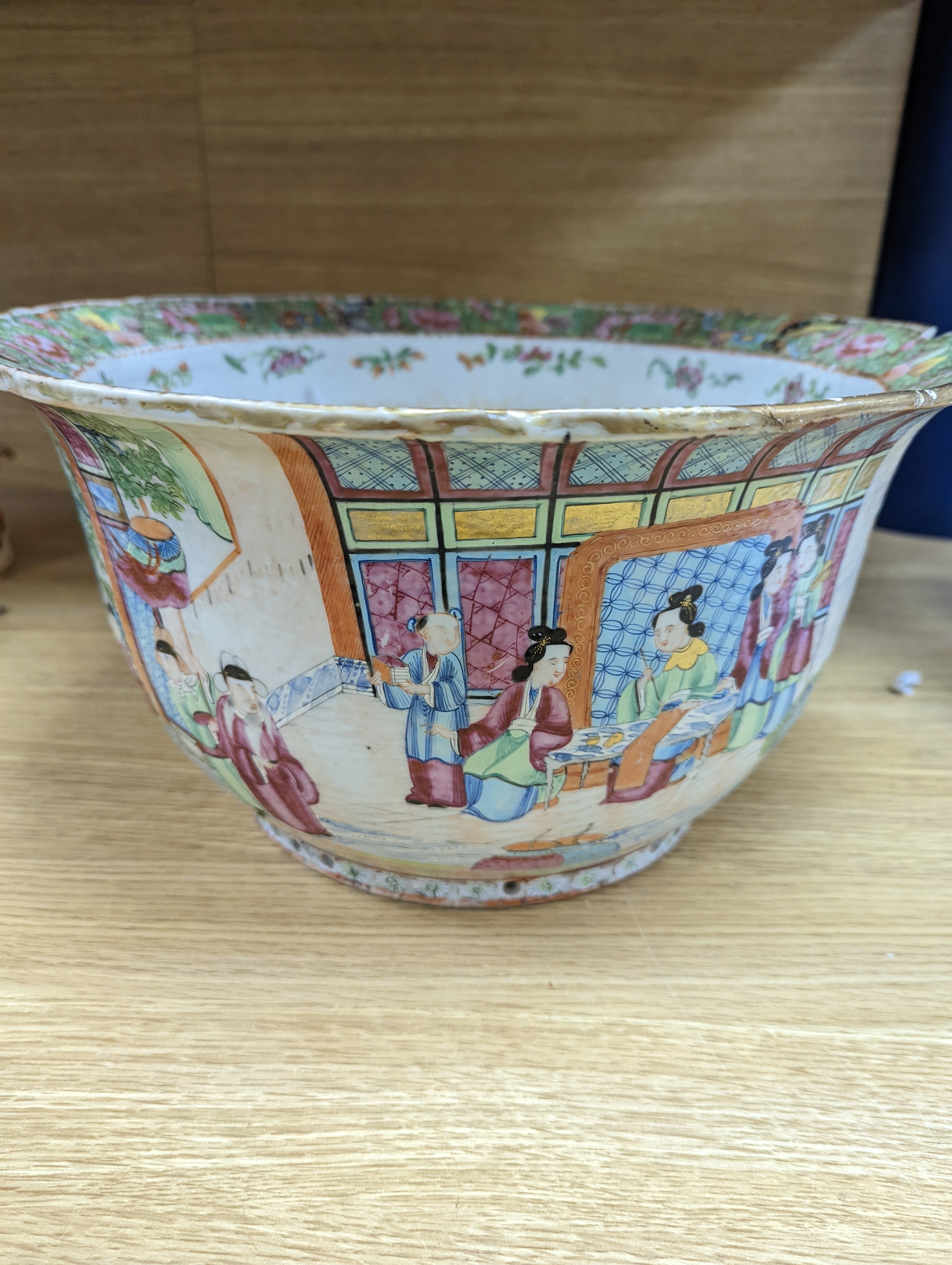 A Large Chinese famille rose flower pot, mid 19th century, 38cm